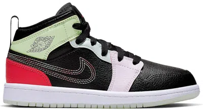 Pre-owned Jordan 1 Mid Glowinthedark Sneakers In Black/ember Glow/barely Volt In Multi