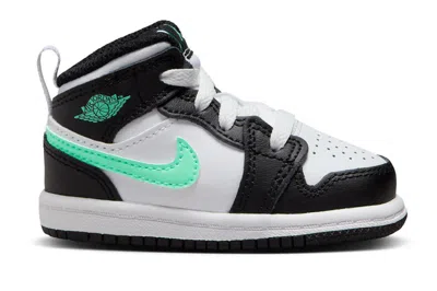 Pre-owned Jordan 1 Mid Green Glow (td) In White/black/green Glow