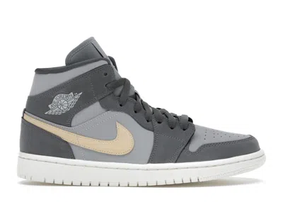 Pre-owned Jordan 1 Mid Grey Onyx (women's) Sneakers In Iron Grey/light Solar Flare Heather/white Onyx