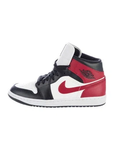Pre-owned Jordan 1 Mid Gym Red Off Noir Athletic Sneakers