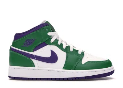 Pre-owned Jordan 1 Mid Incredible Hulk Sneakers In Aloe Verde/court Purple/white