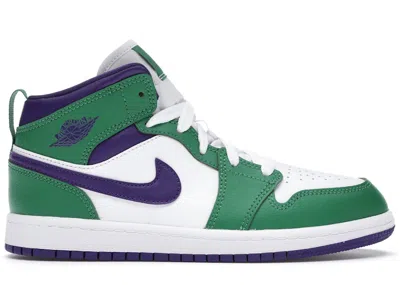 Pre-owned Jordan 1 Mid Incredible Hulk Sneakers In Aloe Verde/white/court Purple