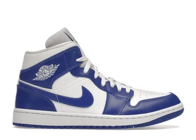Pre-owned Jordan 1 Mid Kentucky Blue (women's) Sneakers In White/hyper Royal