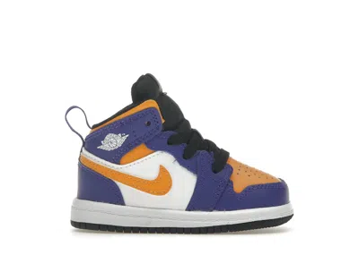 Pre-owned Jordan 1 Mid Lakers (2022) Sneakers In Dark Concord/taxi/white