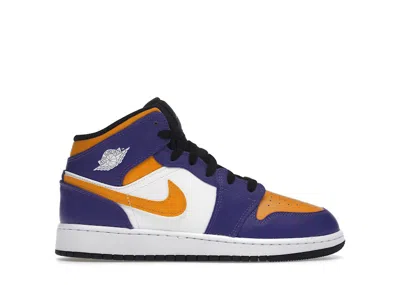 Pre-owned Jordan 1 Mid Lakers (2022) Sneakers In Dark Concord/white/black In Multi