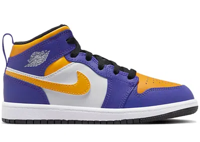 Pre-owned Jordan 1 Mid Lakers Sneakers In Dark Concord/white/black In Multi