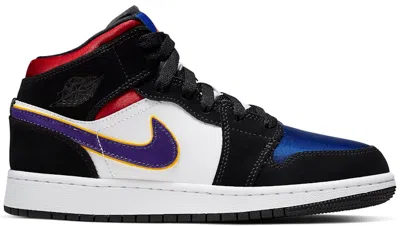 Pre-owned Jordan 1 Mid Lakers Top 3 Sneakers In Black/field Purple/white