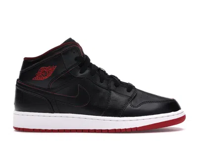 Pre-owned Jordan 1 Mid Lance Mountain Bred Sneakers In Black/white/gym Red