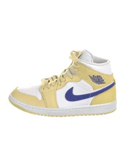 Pre-owned Jordan 1 Mid Lemon Wash Lapis Sneakers In Yellow