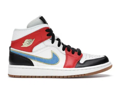 Pre-owned Jordan 1 Mid Let(her)man (women's) Sneakers In Sail/chile Red/black