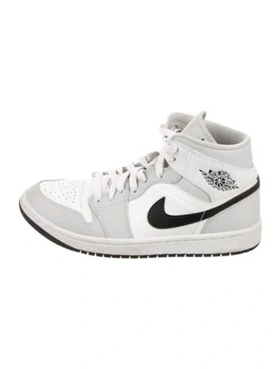 Pre-owned Jordan 1 Mid Light 'smoke Grey' Athletic Sneakers In Gray