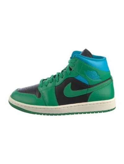 Pre-owned Jordan 1 Mid 'lucky Green Aquatone' Athletic Sneakers