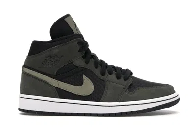 Pre-owned Jordan 1 Mid Military Olive (women's) Sneakers In Black/trooper/sequoia In Multi