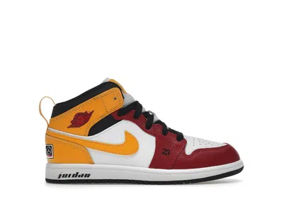 Pre-owned Jordan 1 Mid Motorsport Sneakers In Black/gym Red/white