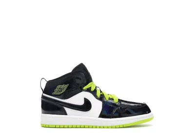 Pre-owned Jordan 1 Mid Mystic Green Sneakers In Black/cyber/white