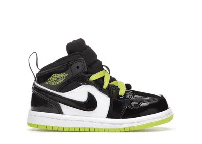 Pre-owned Jordan 1 Mid Mystic Green Sneakers In Black/cyber/white In Multi