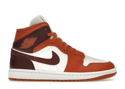 Pre-owned Jordan 1 Mid Night Maroon (women's) Sneakers In Dusty Peach/sail/white