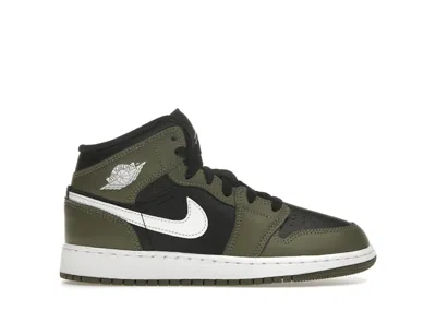 Pre-owned Jordan 1 Mid Olive Sneakers In Black/white/medium Olive In Multi