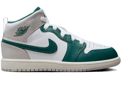Pre-owned Jordan 1 Mid Oxidized Green Sneakers In White/sail/neutral Grey