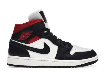 Pre-owned Jordan 1 Mid Panda (women's) Sneakers In Black/gym Red/sail