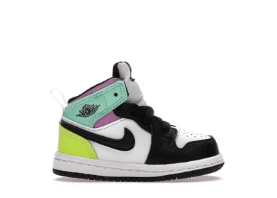 Pre-owned Jordan 1 Mid Pastel Toe Sneakers In White/black/volt