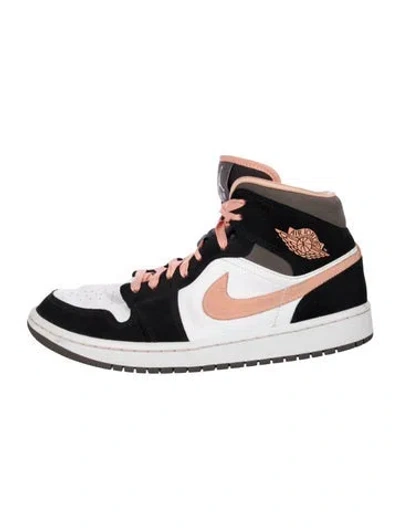 Pre-owned Jordan 1 Mid Peach Mocha Athletic Sneakers In Black/orange/white
