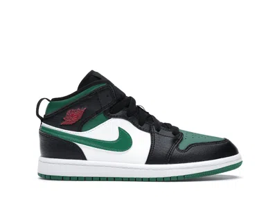 Pre-owned Jordan 1 Mid Pine Green Sneakers In Black/white/gym Red In Multi