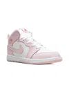 Jordan 1 Mid "pink Foam Fire Red White" Sneakers In Pink