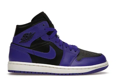 Pre-owned Jordan 1 Mid Purple (women's) Sneakers In Black/dark Concord/sail