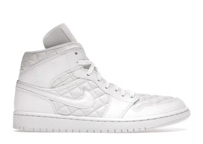 Pre-owned Jordan 1 Mid Quilted (women's) Sneakers In White
