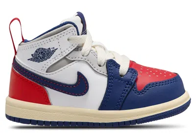 Pre-owned Jordan 1 Mid Rare Air Sneakers In White/university Red/neutral Grey In Multi