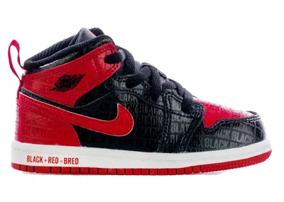 Pre-owned Jordan 1 Mid + Red = Bred Sneakers In Black/varsity Red/white
