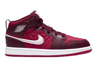 Pre-owned Jordan 1 Mid Red Quilt Sneakers In Gym Red/pink Foam In Multi