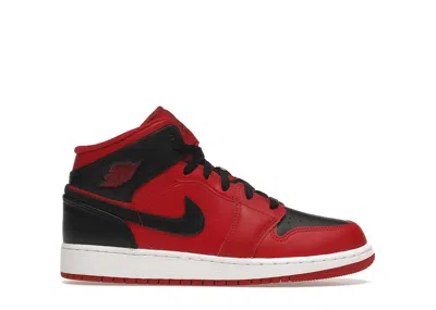 Pre-owned Jordan 1 Mid Reverse Bred (2021) Sneakers In Gym Red/white/black