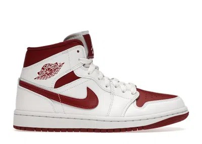 Pre-owned Jordan 1 Mid Reverse Chicago (women's) Sneakers In White/pomegranate