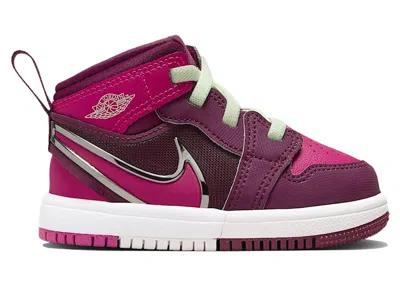 Pre-owned Jordan 1 Mid Rm Easyon Active Pink Sneakers In Bordeaux/white/volt Tint