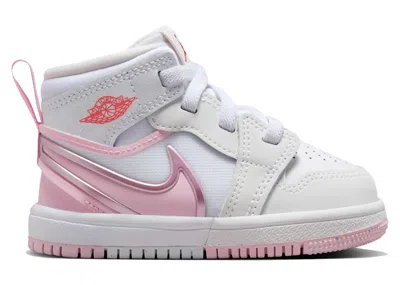 Pre-owned Jordan 1 Mid Rm Easyon Sneakers In White/fire Red/pink Foam