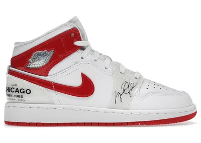 Pre-owned Jordan 1 Mid Rookie Season Sneakers In White/university Red
