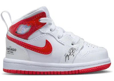 Pre-owned Jordan 1 Mid Rookie Season Sneakers In White/university Red