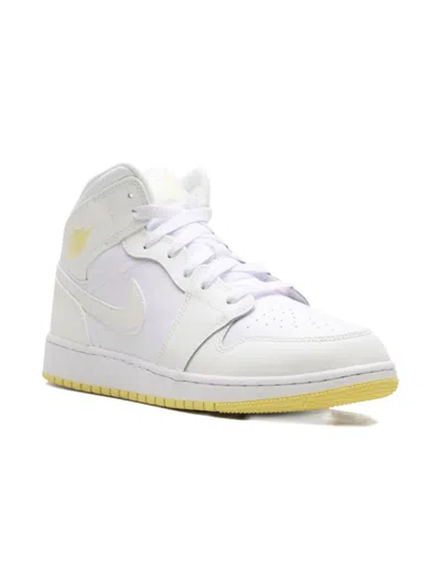 Jordan Kids'  1 Mid "sail/light/laser Orange" Sneakers In White