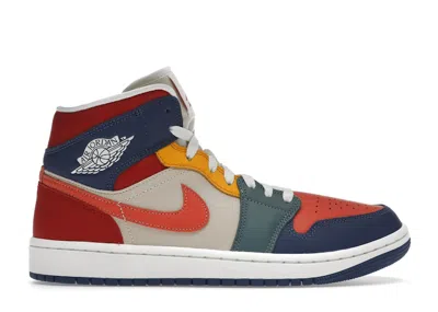 Pre-owned Jordan 1 Mid Se (2022) (women's) Sneakers In French Blue/fire Red/beach