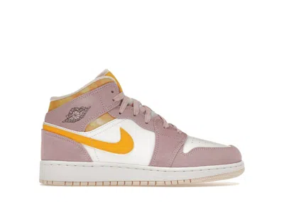 Pre-owned Jordan 1 Mid Se Arctic Pink Sneakers In Light Arctic Pink/university Gold/white