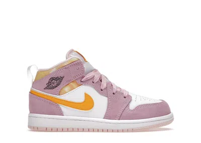 Pre-owned Jordan 1 Mid Se Arctic Pink Sneakers In Light Arctic Pink/university Gold/white