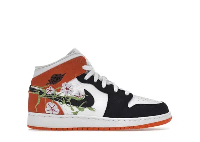 Pre-owned Jordan 1 Mid Se Basketball Blossom Sneakers In White/black/starfish