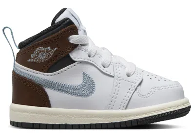 Pre-owned Jordan 1 Mid Se Blue Grey Sneakers In White/black/sail In Multi