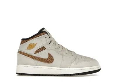 Pre-owned Jordan 1 Mid Se Brown Elephant Sneakers In Light Orewood Brown/white/light British Tan
