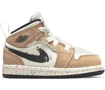 Pre-owned Jordan 1 Mid Se Brushstroke Sneakers In Sail/cider/chile Red In Multi