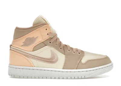Pre-owned Jordan 1 Mid Se Canvas Khaki (women's) Sneakers In Muslin/celestial Gold/sail