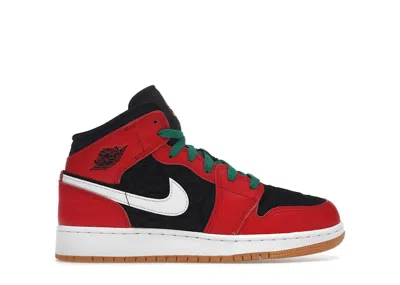 Pre-owned Jordan 1 Mid Se Christmas Sneakers In Black/fire Red/white