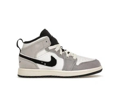 Pre-owned Jordan 1 Mid Se Craft Black Sneakers In Cement Grey/white/tech Grey